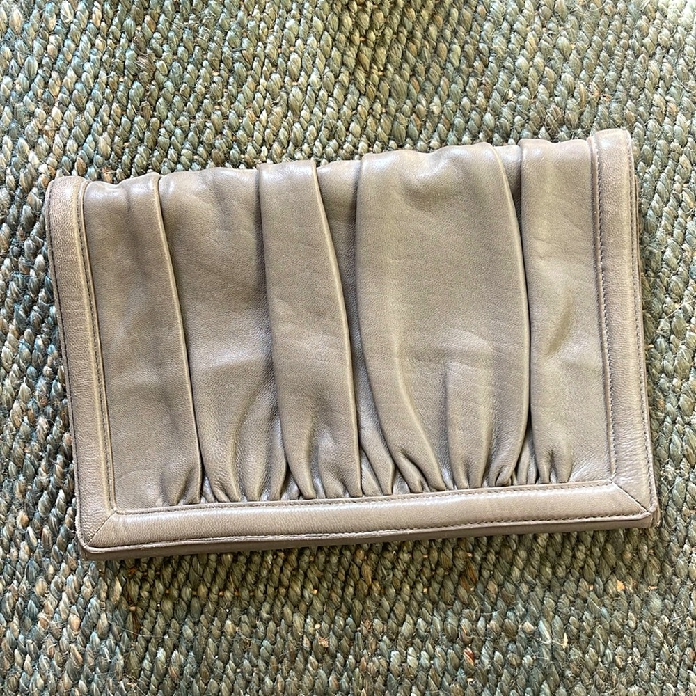 Grey Leather Clutch by Club Monaco